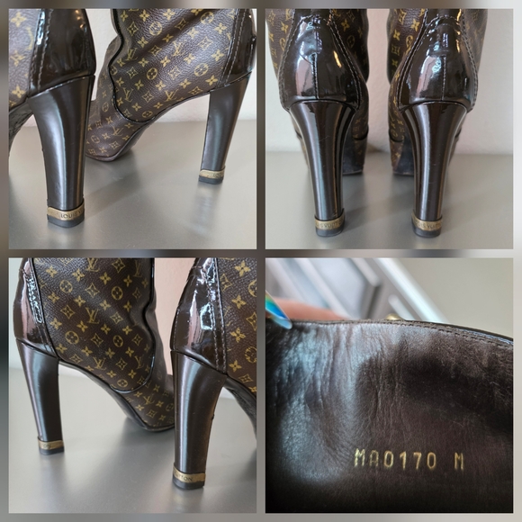 AUTH Louis Vuitton Idole Monogram Canvas and Patent Leather Knee-Length Boots - Picture 16 of 16